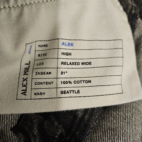 ALEX MILL - Black -High Rise- Relaxed Wide Leg - Women's Jeans- 39" Waist - Picture 7 of 13